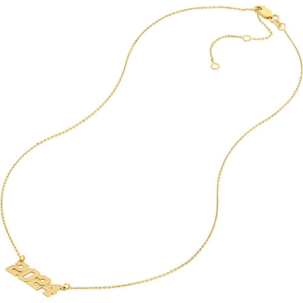 Olas d'Oro - 14K Yellow Gold Personalized Varsity Numerals Pendant - Year 2024