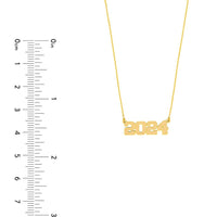 Olas d'Oro - 14K Yellow Gold Personalized Varsity Numerals Pendant - Year 2024