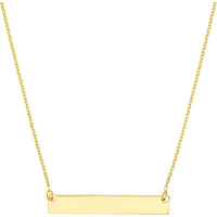 Olas d'Oro - 14K Yellow Gold Petite Bar Necklace with Adjustable 16-18 Inch Chain - 2.14g Total Weight