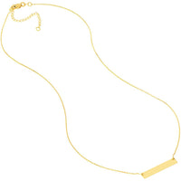 Olas d'Oro - 14K Yellow Gold Petite Bar Necklace with Adjustable 16-18 Inch Chain - 2.14g Total Weight