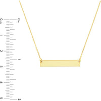 Olas d'Oro - 14K Yellow Gold Petite Bar Necklace with Adjustable 16-18 Inch Chain - 2.14g Total Weight