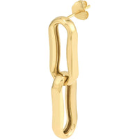 Olas d'Oro - 14K Yellow Gold Pinched Oval Link Dangle Earrings - 5.40g Average Weight