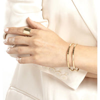 Olas d'Oro - 14K Yellow Gold Plain Square Tube Bangle with Greek Key Interior  8.19g