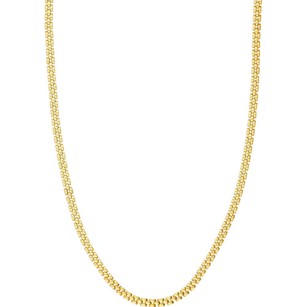 Olas d'Oro - 14K Yellow Gold Polished 2+1 Square Link Chain Bracelet - 7.25" Length