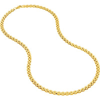 Olas d'Oro - 14K Yellow Gold Polished 2+1 Square Link Chain Bracelet - 7.25" Length