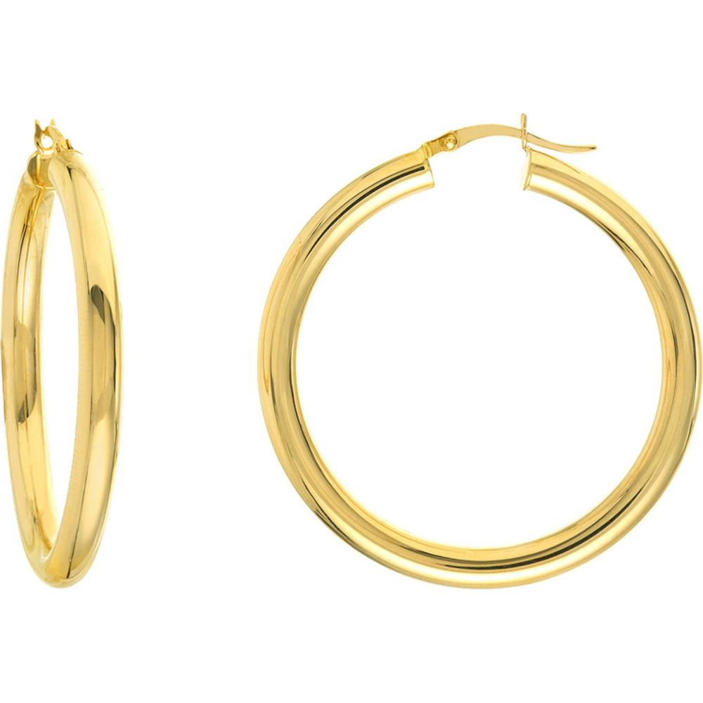 Olas d'Oro - 14K Yellow Gold Polished 40mm Hoop Earrings
