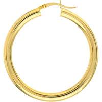 Olas d'Oro - 14K Yellow Gold Polished 40mm Hoop Earrings