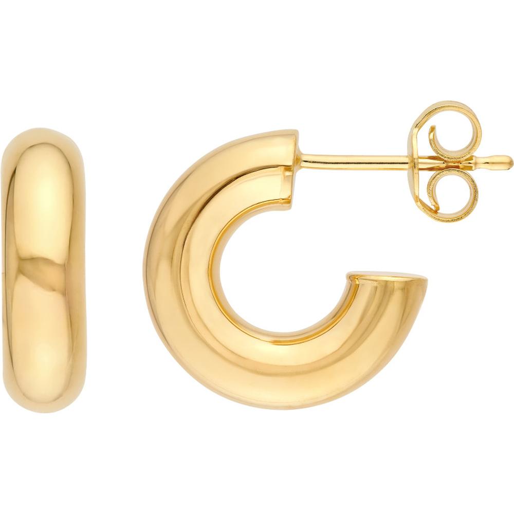 Olas d'Oro - 14K Yellow Gold Polished 6mm Open Hoop Earrings - Lightweight and Statement-Ready