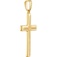 Olas d'Oro - 14K Yellow Gold Polished and Satin Raised Cross Pendant