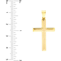 Olas d'Oro - 14K Yellow Gold Polished and Satin Raised Cross Pendant