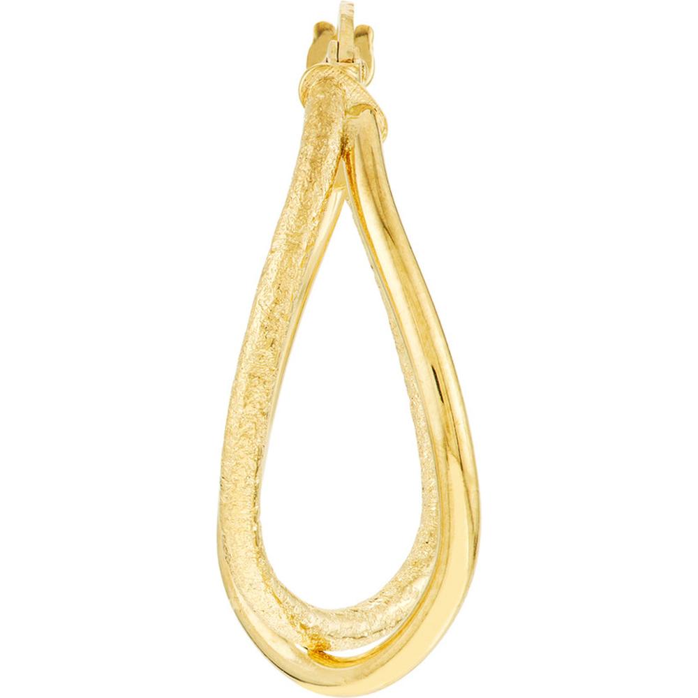 Olas d'Oro - 14K Yellow Gold Polished and Satin Twisted Oval Hoop Earrings