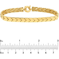 Olas d'Oro - 14K Yellow Gold Polished Arrow Link Bracelet with Fancy Spring Ring Closure - 10.35 Grams Weight
