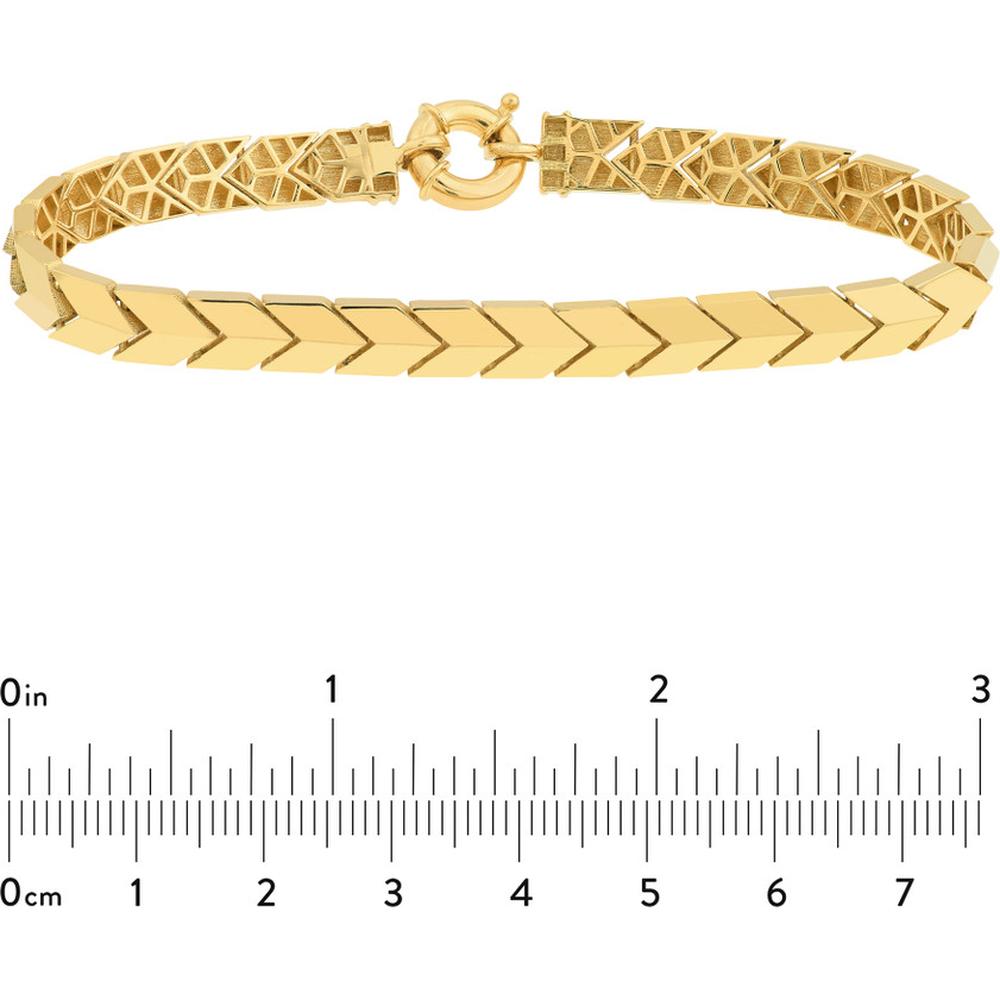 Olas d'Oro - 14K Yellow Gold Polished Arrow Link Bracelet with Fancy Spring Ring Closure - 10.35 Grams Weight