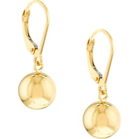 Olas d'Oro - 14K Yellow Gold Polished Ball Drop Earrings - 10mm with Leverback Closure