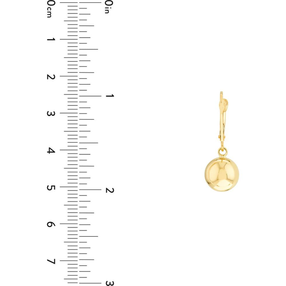 Olas d'Oro - 14K Yellow Gold Polished Ball Drop Earrings - 10mm with Leverback Closure