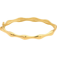 Olas d'Oro - 14K Yellow Gold Polished Bamboo Style Bangle Bracelet - 9.10g Weight