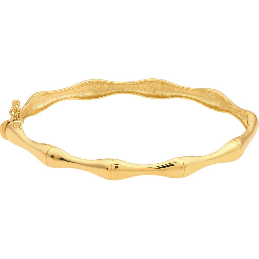 Olas d'Oro - 14K Yellow Gold Polished Bamboo Style Bangle Bracelet - 9.10g Weight