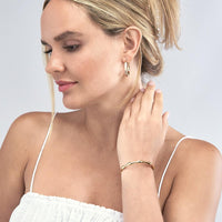 Olas d'Oro - 14K Yellow Gold Polished Bamboo Style Bangle Bracelet - 9.10g Weight