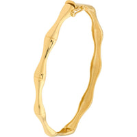 Olas d'Oro - 14K Yellow Gold Polished Bamboo Style Bangle Bracelet - 9.10g Weight