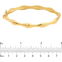 Olas d'Oro - 14K Yellow Gold Polished Bamboo Style Bangle Bracelet - 9.10g Weight