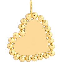 Olas d'Oro - 14K Yellow Gold Polished Beaded Heart Pendant Necklace - 1.26g Average Weight