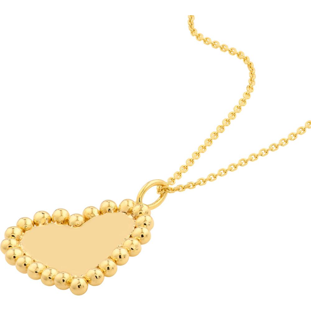 Olas d'Oro - 14K Yellow Gold Polished Beaded Heart Pendant Necklace - 1.26g Average Weight