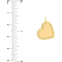 Olas d'Oro - 14K Yellow Gold Polished Beaded Heart Pendant Necklace - 1.26g Average Weight