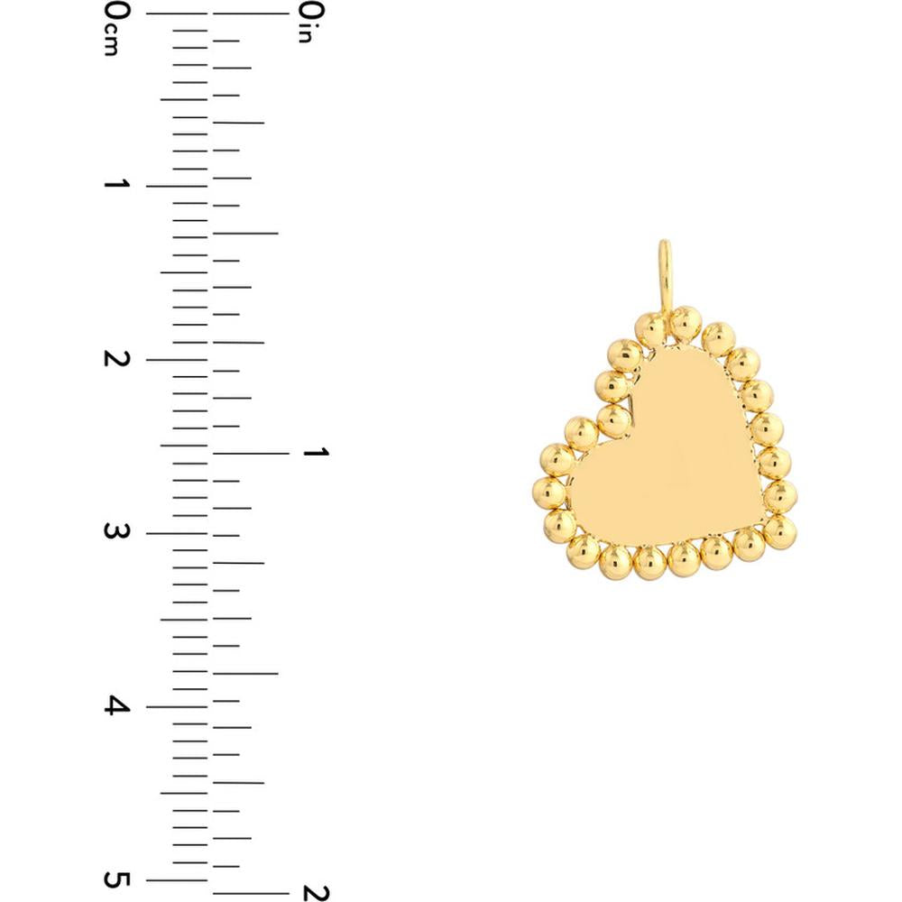 Olas d'Oro - 14K Yellow Gold Polished Beaded Heart Pendant Necklace - 1.26g Average Weight