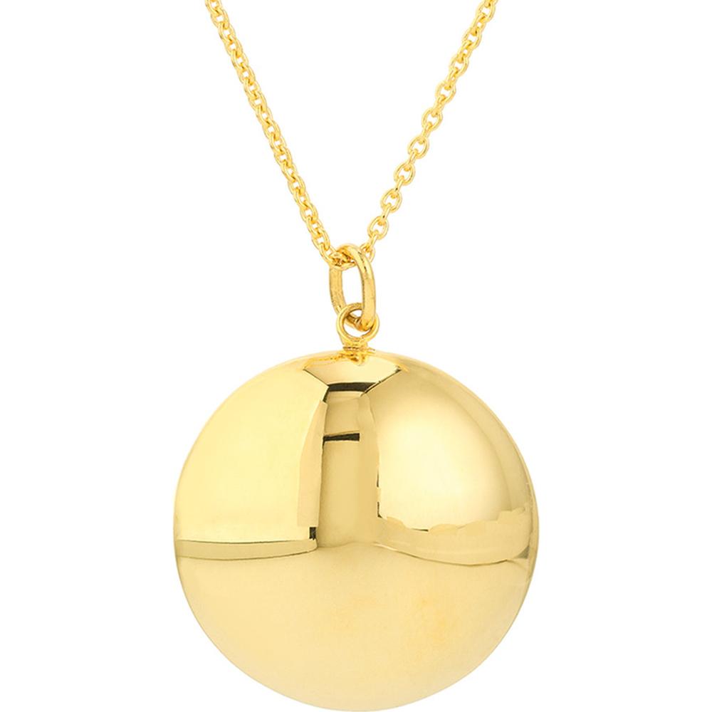 Olas d'Oro - 14K Yellow Gold Polished Bombe Circle Pendant Necklace  4.78g
