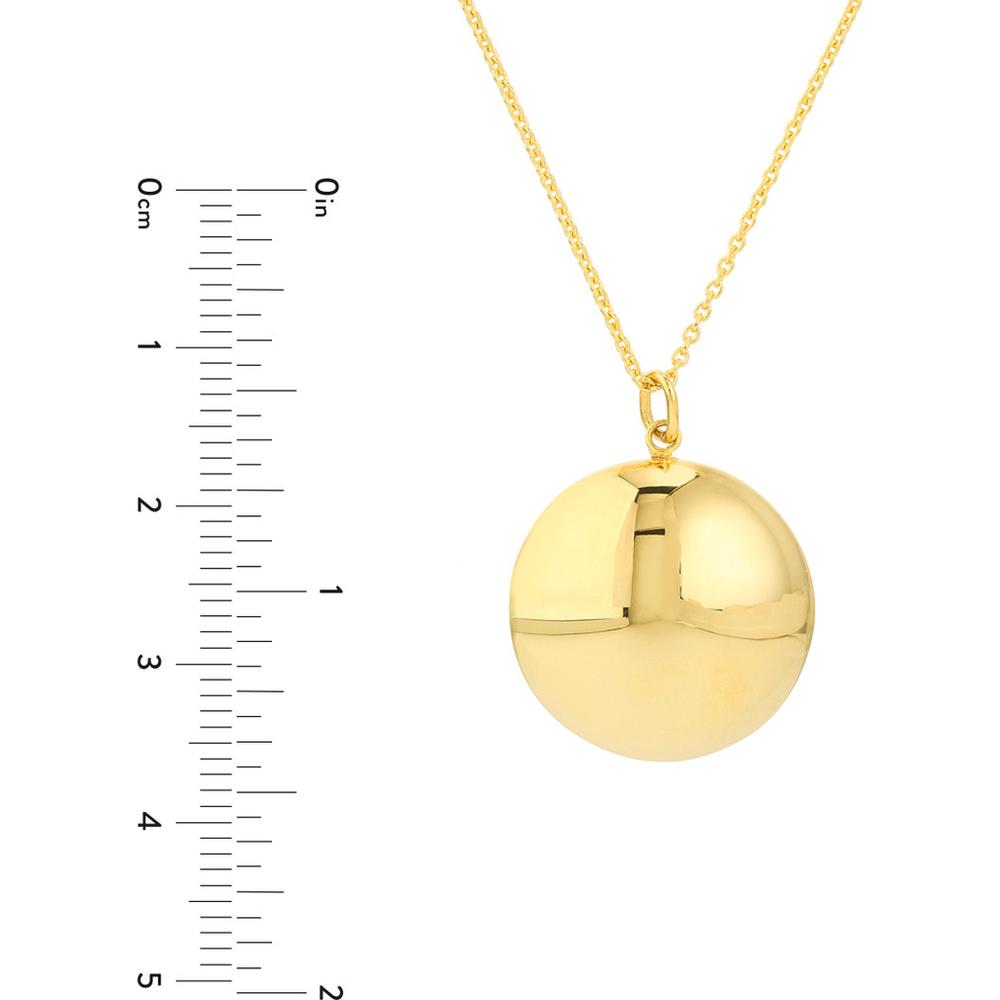 Olas d'Oro - 14K Yellow Gold Polished Bombe Circle Pendant Necklace  4.78g