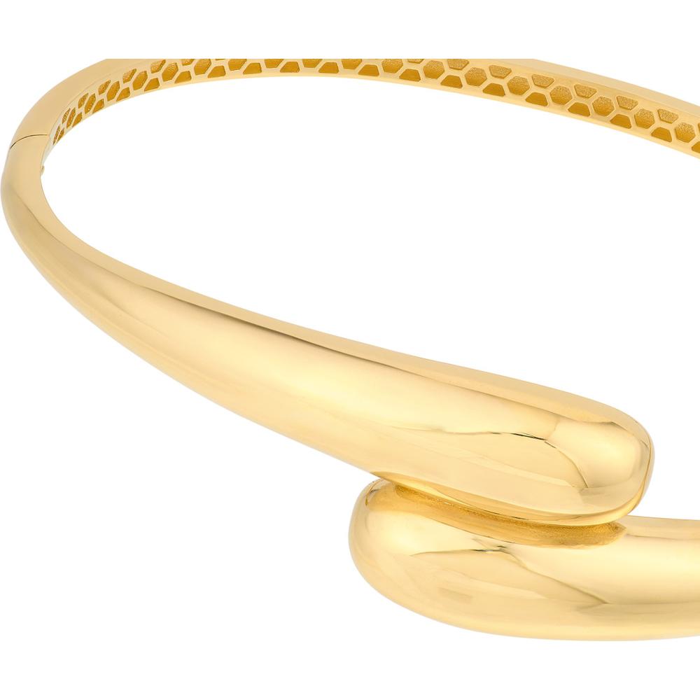 Olas d'Oro - 14K Yellow Gold Polished Bypass Bangle Bracelet with Box Lock - 9.60 Grams Average Weight