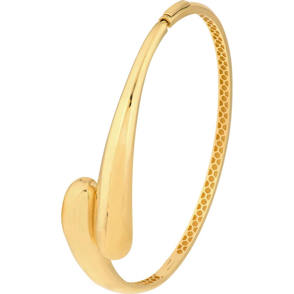 Olas d'Oro - 14K Yellow Gold Polished Bypass Bangle Bracelet with Box Lock - 9.60 Grams Average Weight
