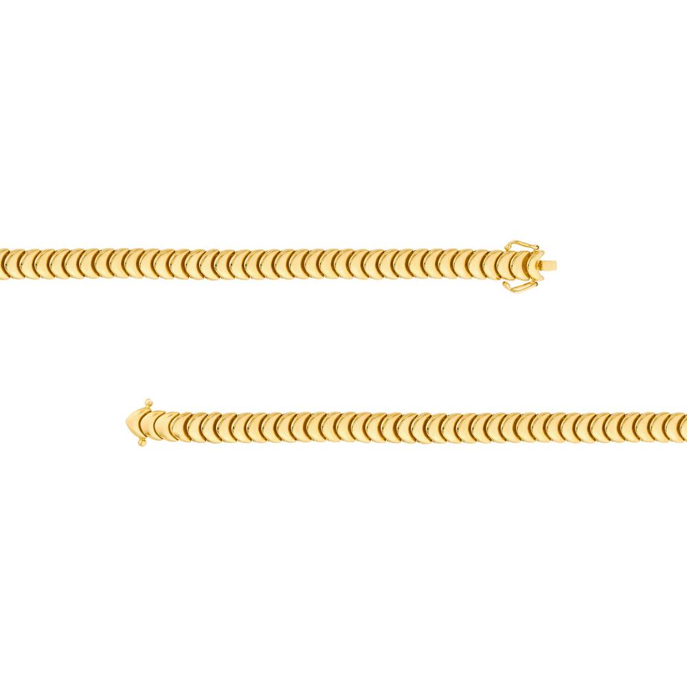 Olas d'Oro - 14K Yellow Gold Polished Caterpillar Chain Necklace - 18 Inches, 7.60mm Width, 35.8 Grams