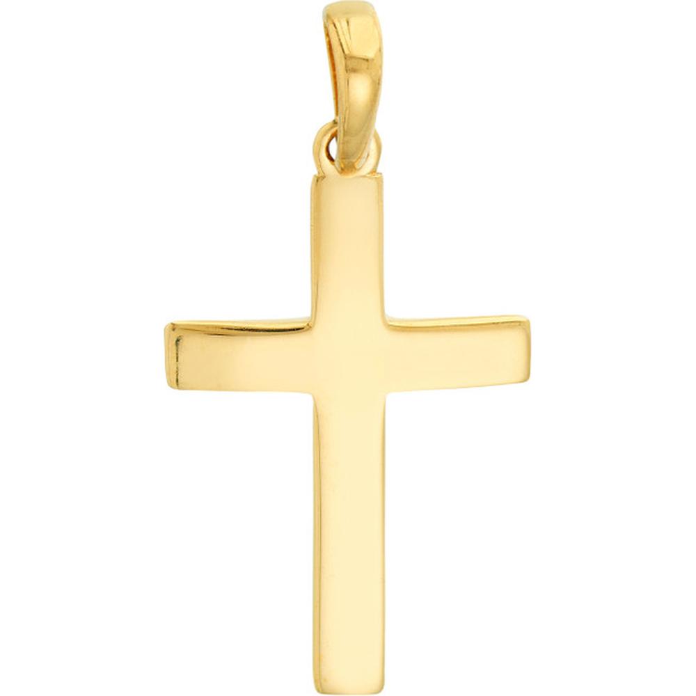 Olas d'Oro - 14K Yellow Gold Polished Cross Pendant with Bail - 1.15 Grams Average Weight