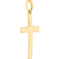 Olas d'Oro - 14K Yellow Gold Polished Cross Pendant with Bail - 1.15 Grams Average Weight