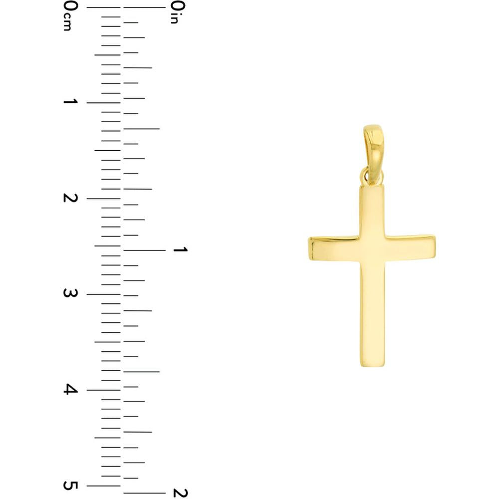 Olas d'Oro - 14K Yellow Gold Polished Cross Pendant with Bail - 1.15 Grams Average Weight