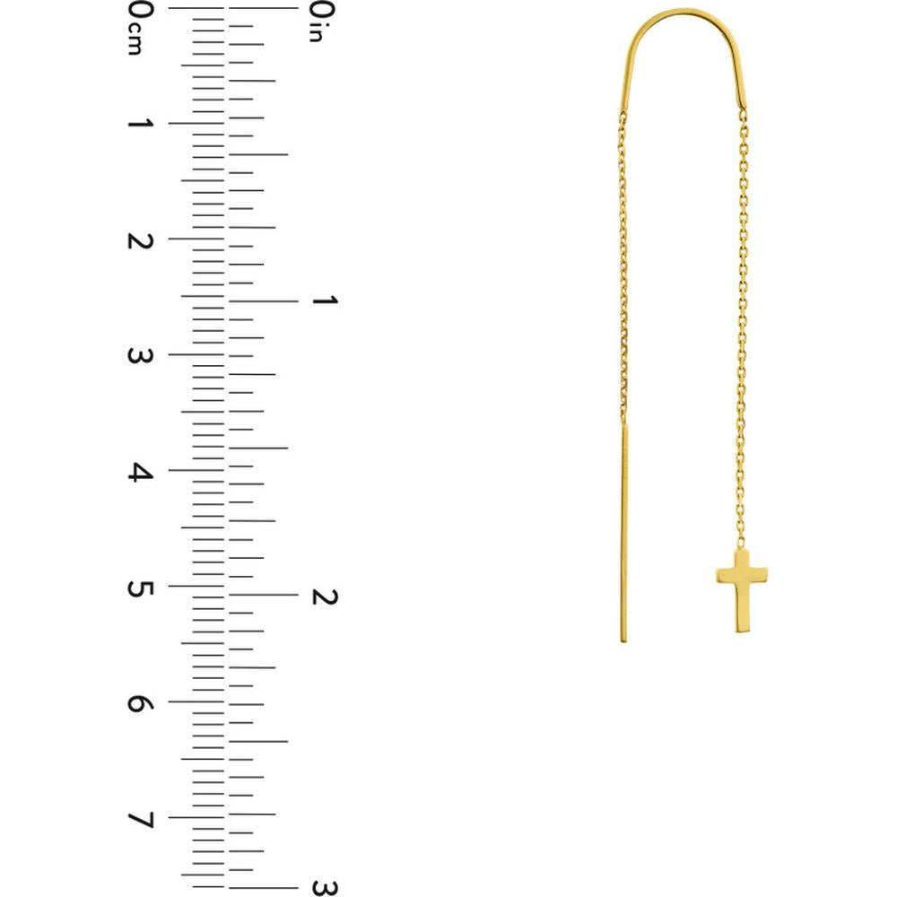 Olas d'Oro - 14K Yellow Gold Polished Cross Threader Earrings