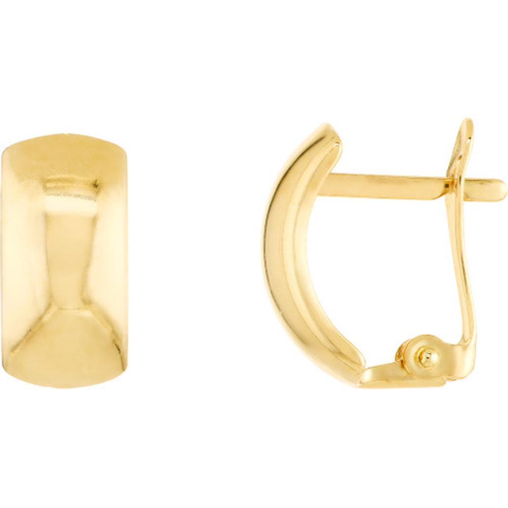 Olas d'Oro - 14K Yellow Gold Polished Curve Earrings with Leverback Closure - 1.50g Total Weight