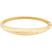 Olas d'Oro - 14K Yellow Gold Polished Dome Bangle with Box Lock Closure - Lightweight Elegant Design