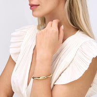 Olas d'Oro - 14K Yellow Gold Polished Dome Bangle with Box Lock Closure - Lightweight Elegant Design