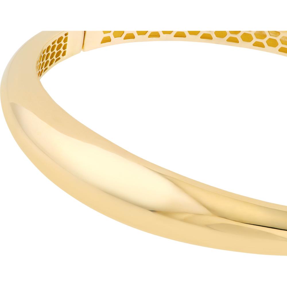 Olas d'Oro - 14K Yellow Gold Polished Dome Bangle with Box Lock Closure - Lightweight Elegant Design