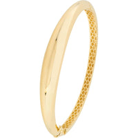 Olas d'Oro - 14K Yellow Gold Polished Dome Bangle with Box Lock Closure - Lightweight Elegant Design