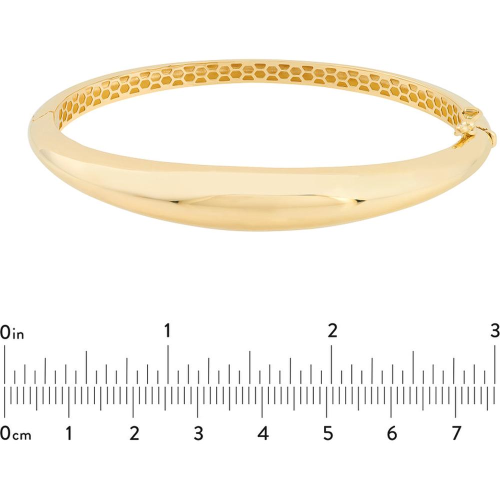 Olas d'Oro - 14K Yellow Gold Polished Dome Bangle with Box Lock Closure - Lightweight Elegant Design