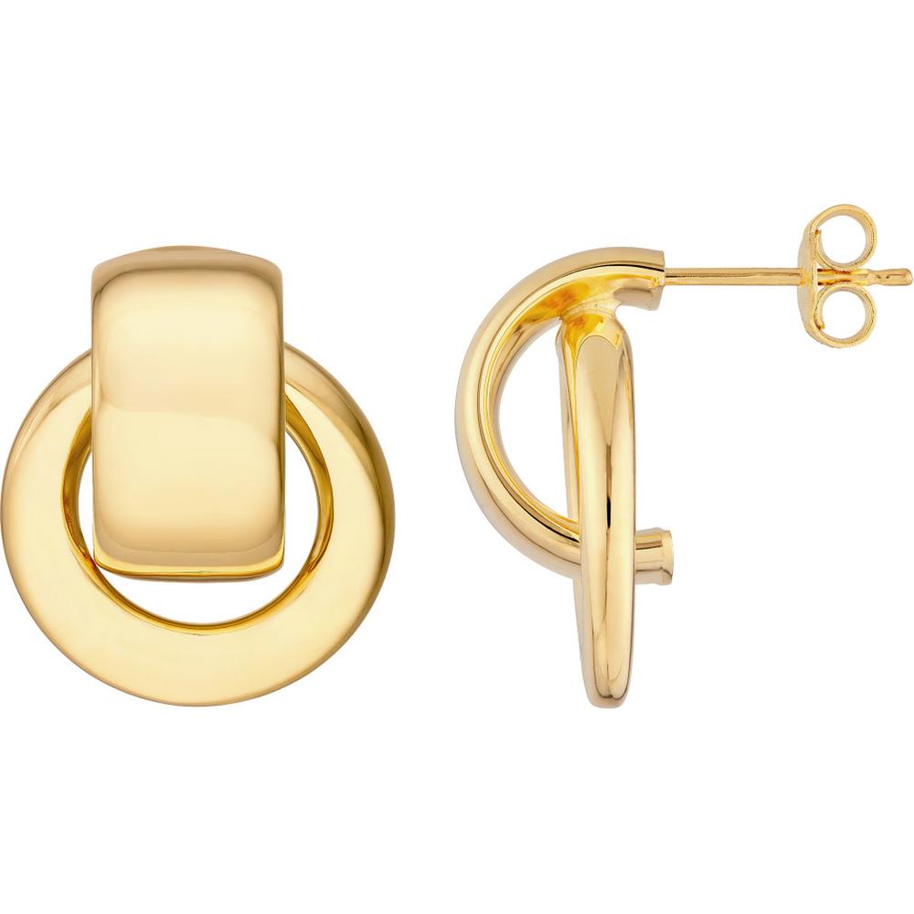 Olas d'Oro - 14K Yellow Gold Polished Door Knocker Hoop Earrings - 2.90g Total Weight