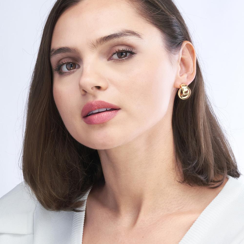 Olas d'Oro - 14K Yellow Gold Polished Door Knocker Hoop Earrings - 2.90g Total Weight
