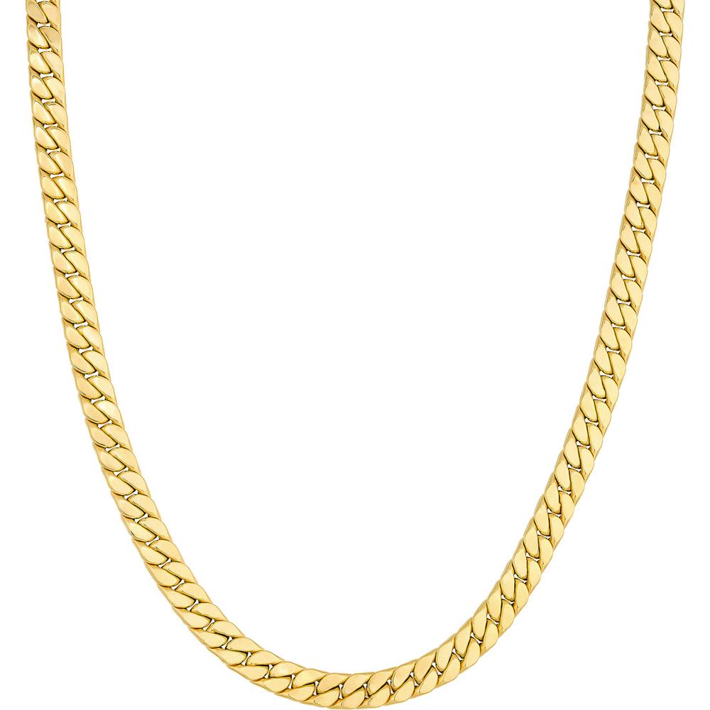 Olas d'Oro - 14K Yellow Gold Polished Flat Curb Chain 18'' Necklace - 15g Total Weight