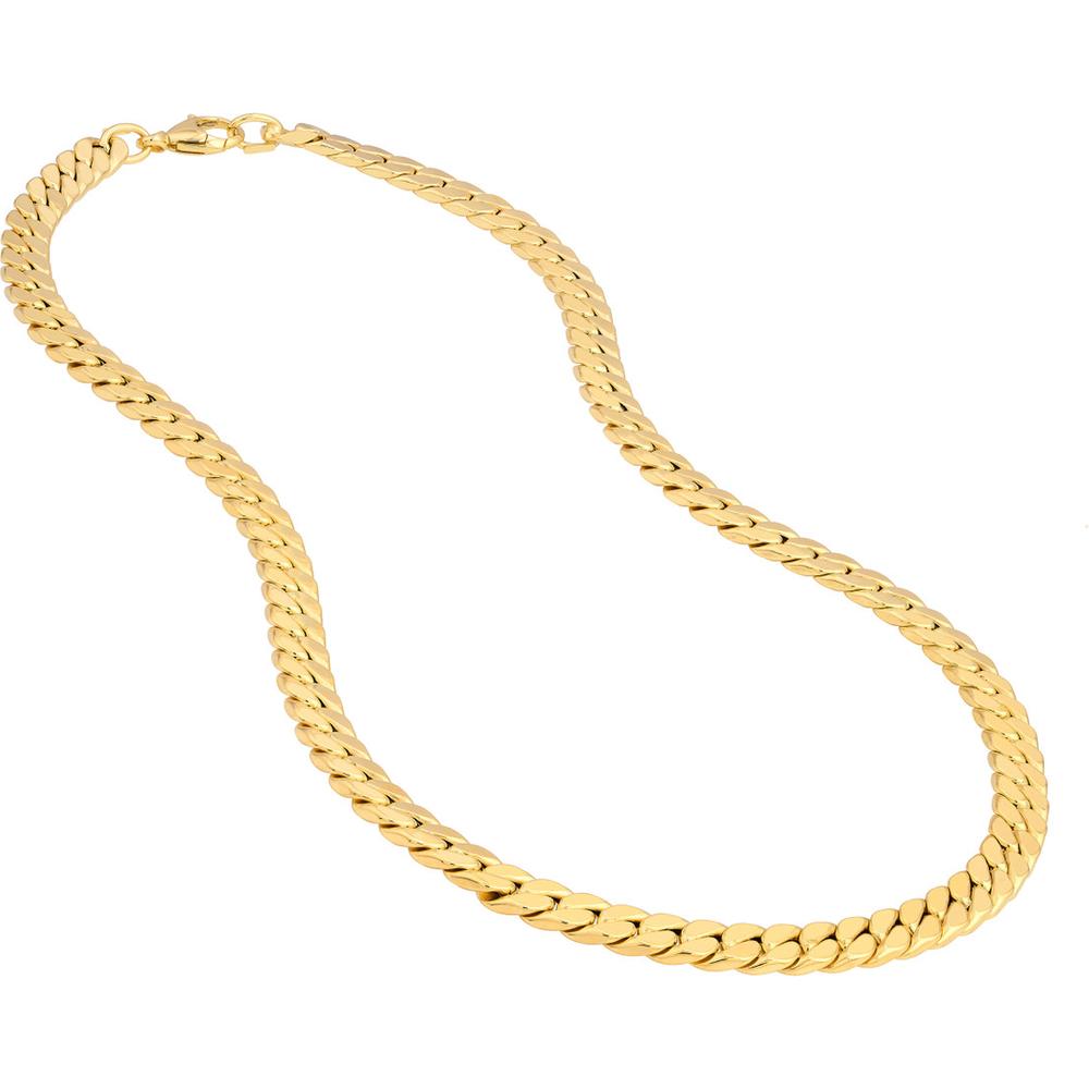 Olas d'Oro - 14K Yellow Gold Polished Flat Curb Chain 18'' Necklace - 15g Total Weight