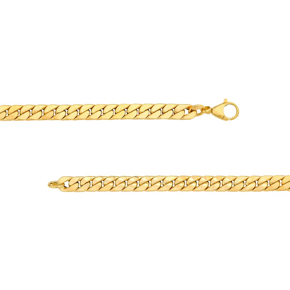 Olas d'Oro - 14K Yellow Gold Polished Flat Curb Chain 18'' Necklace - 15g Total Weight