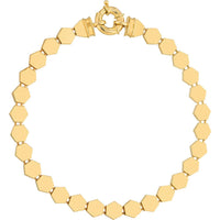Olas d'Oro - 14K Yellow Gold Polished Hexagonal Flat Link Bracelet - 7.69 Grams