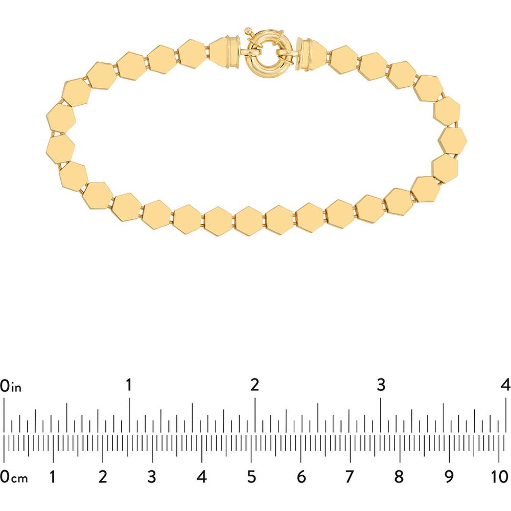 Olas d'Oro - 14K Yellow Gold Polished Hexagonal Flat Link Bracelet - 7.69 Grams